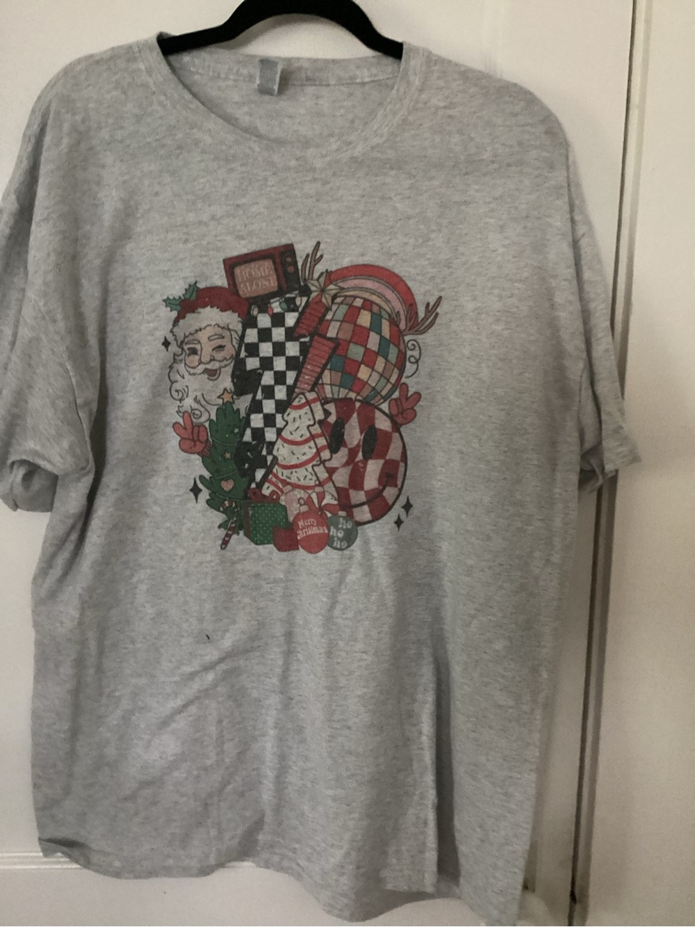 Jerzees Gray Short Sleeve Tee with Holiday Graphic